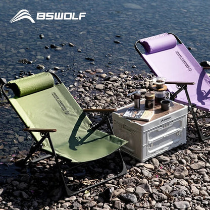 BSWOLF Camping Folding Chair Adjustable Armrest