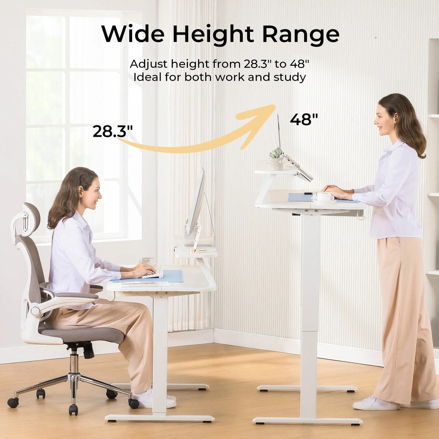 Electric Standing Desk with Drawers, Sit Stand up Desk