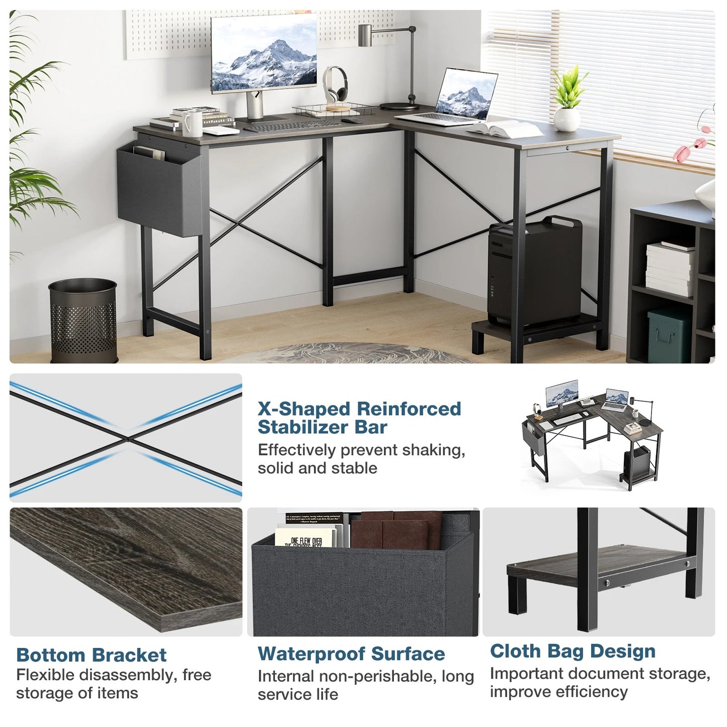 JHK Gaming Corner 50 Inch Office Writing PC