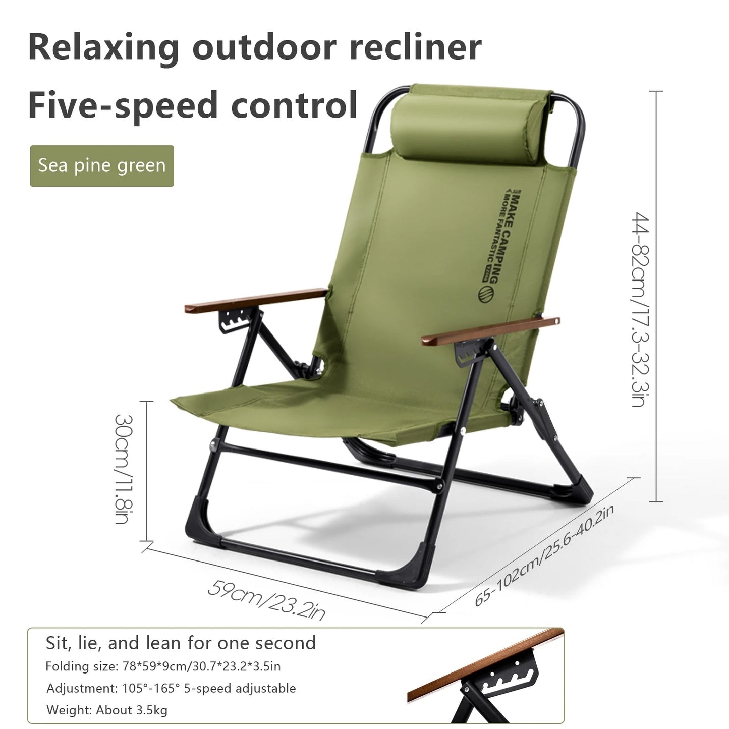 BSWOLF Camping Folding Chair Adjustable Armrest