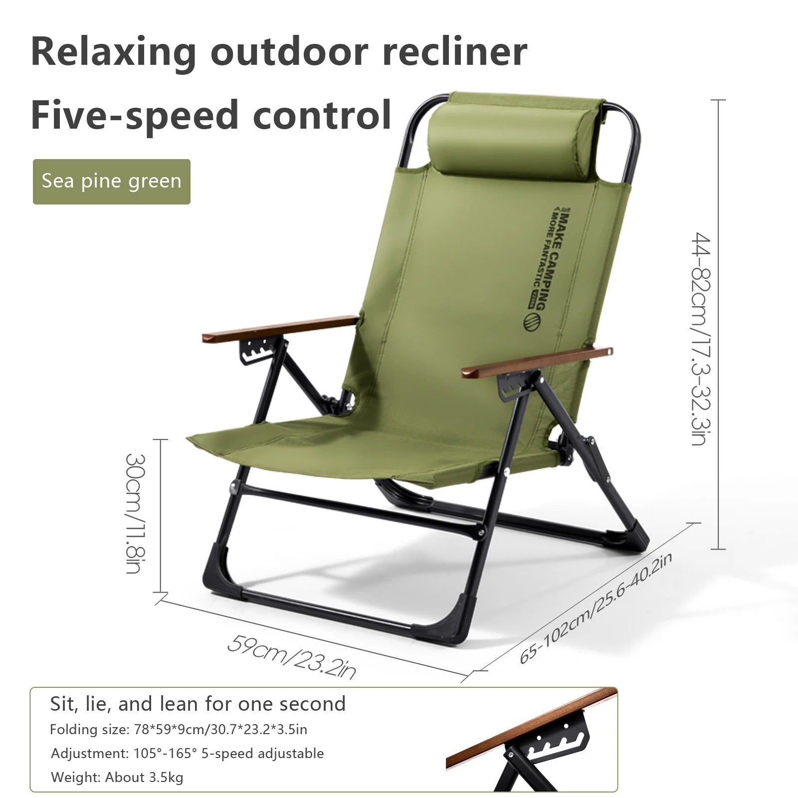BSWOLF Camping Folding Chair Adjustable Armrest